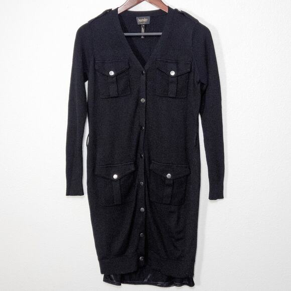 Laundry by Shelli Segal Long Black Cardigan Dress Size M Dark Academia - Picture 1 of 10